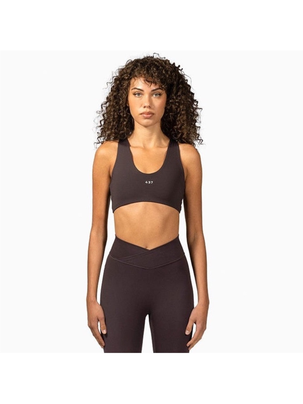 437 Scoop Neck Brown Sports Bra